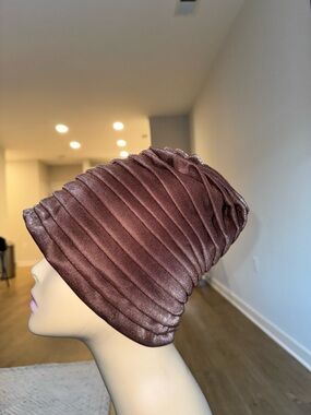 Pleated Satin Turban - Brown